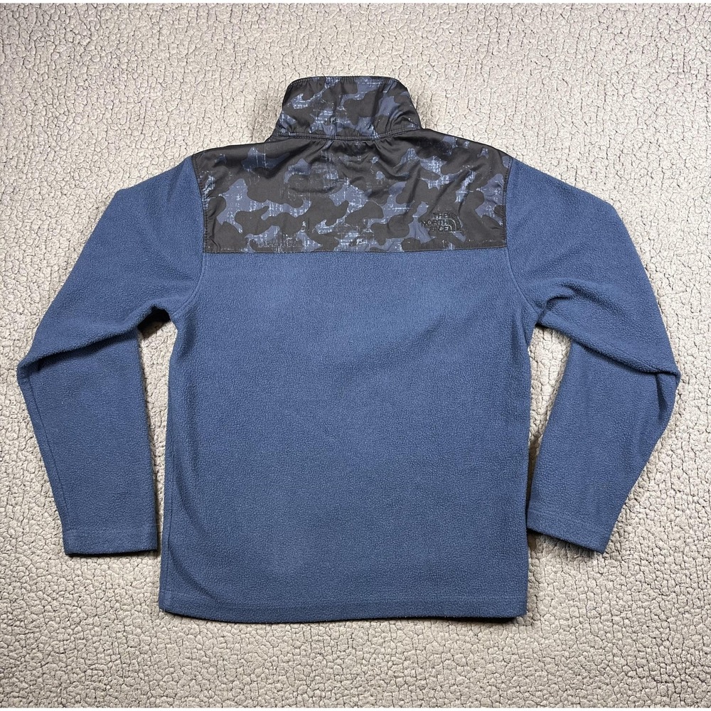 The North Face Jacket Boys Medium 10-12 Blue Camo 1/4 Zip Fleece Pullover - Picture 7 of 10